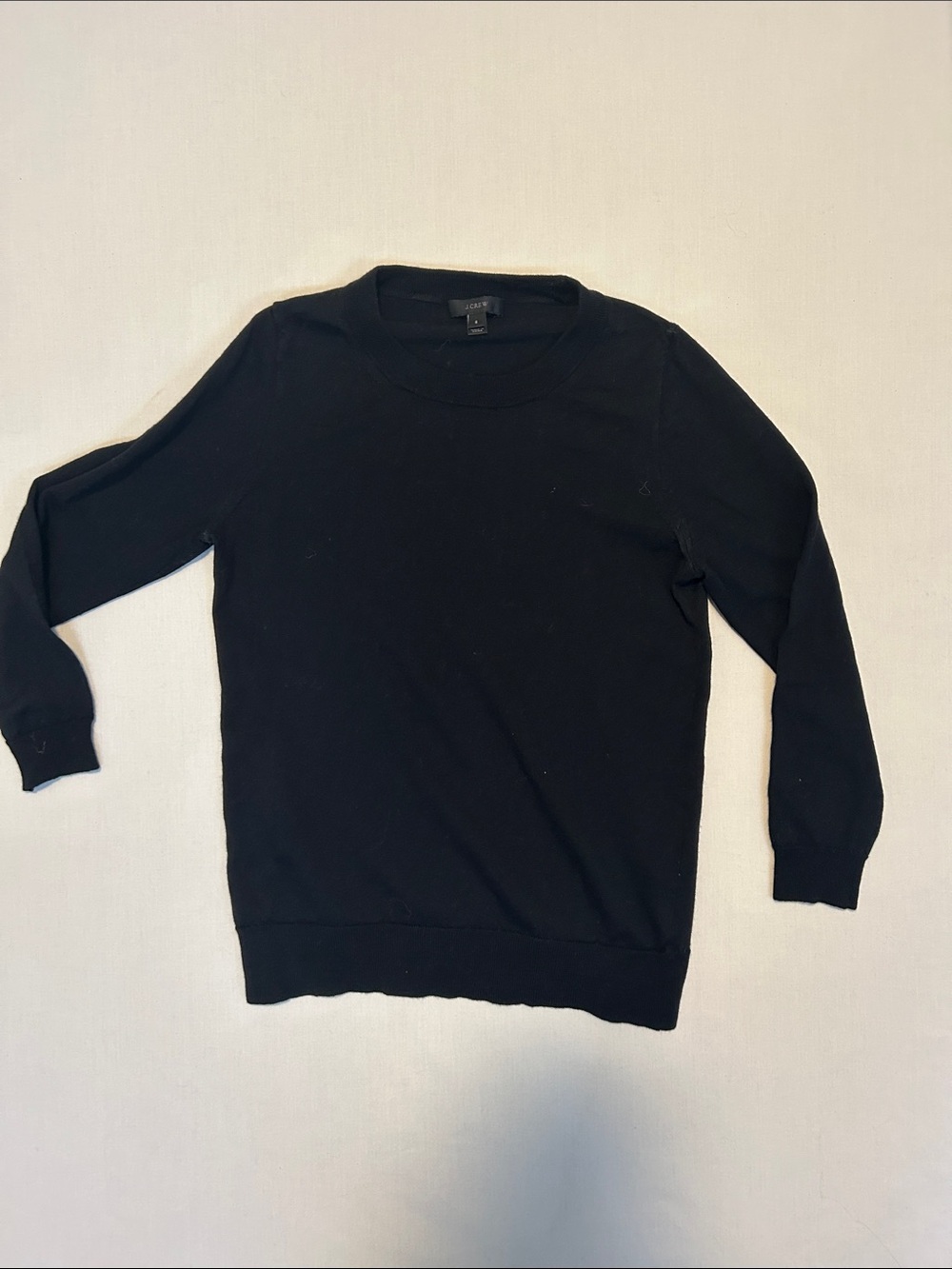 J Crew women Black Crewneck Sweater 100% Merino Wool